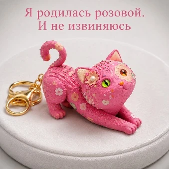 Котокактус розовый с жемчужной бабочкой